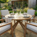 Buy Maze New York 4 Seat Round Aluminium Dining Set Wood Effect UK

