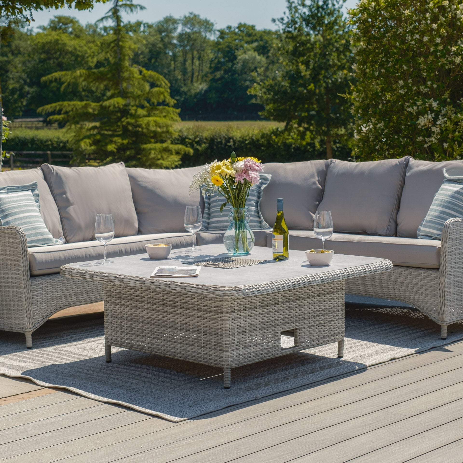 Buy Maze Oxford Royal Rattan Corner Dining Sofa Set with Ice Bucket by Blythe Living