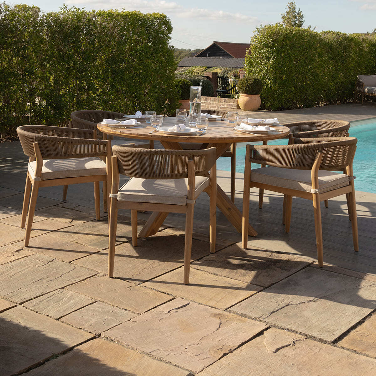 Buy Maze Porto Rope Weave 6 Seat Dining Set online UK
