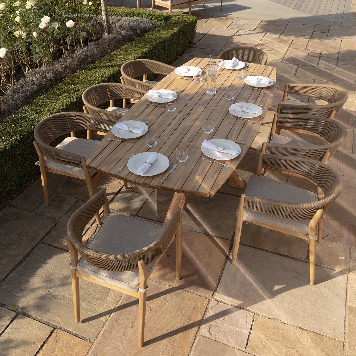 Buy Maze Porto Rope Weave 8 Seat Dining Set online UK