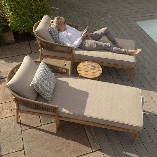 Buy Maze Porto Rope Weave Double Sun Lounger Set online UK