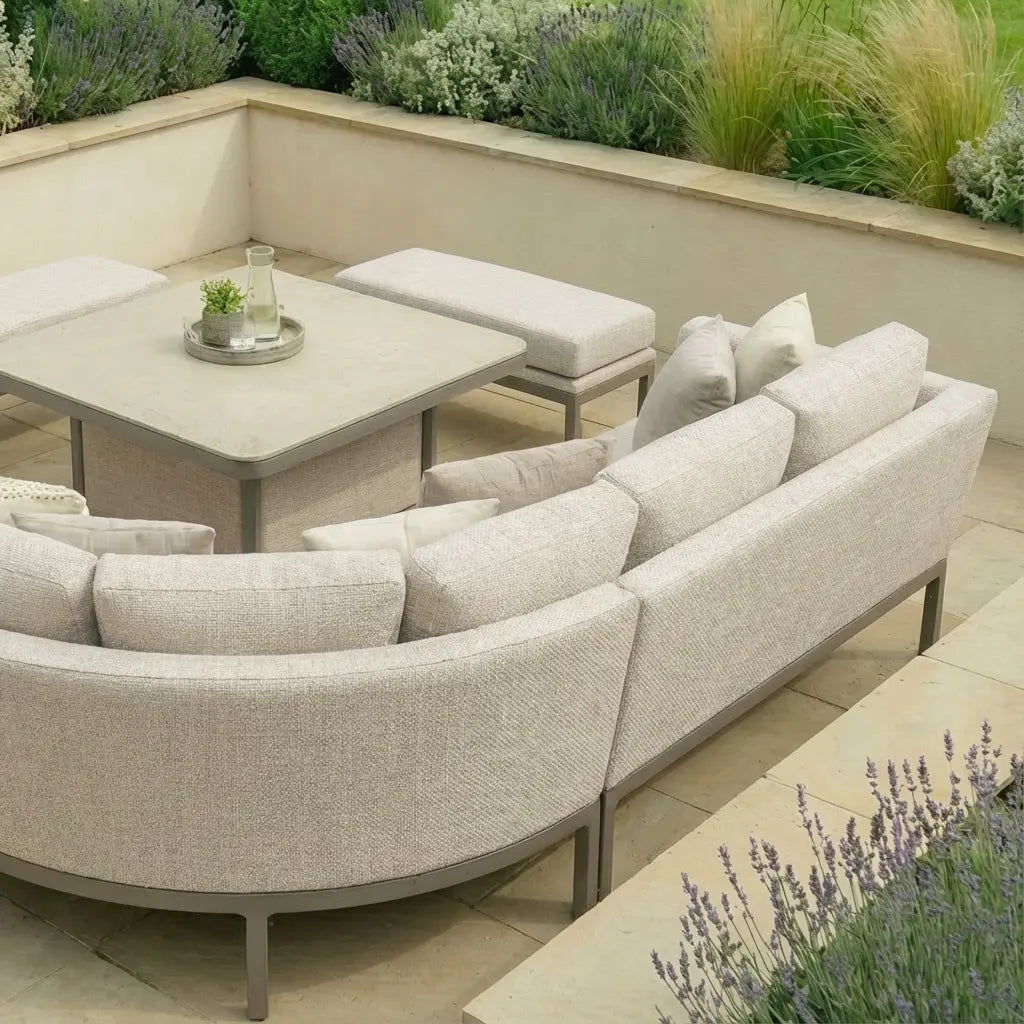 Buy Maze Pulse Deluxe Corner Dining Set Latte with rising table design