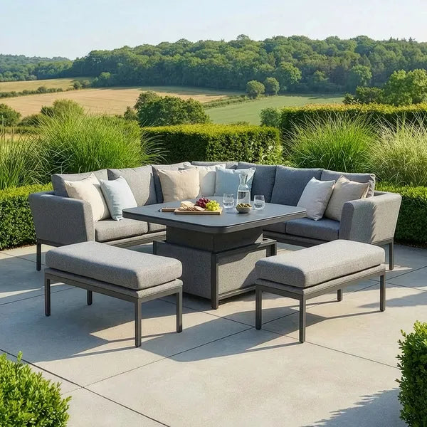 Buy Maze Pulse Deluxe Corner Dining Set Zinc Grey for modern outdoor dining