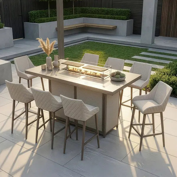 Buy Maze Regal Rectangular Bar Set with integrated fire pit table
