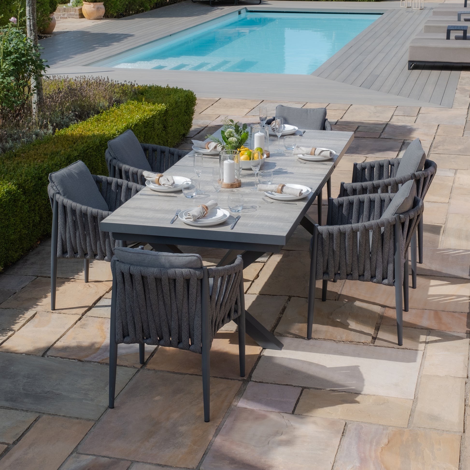 Buy Maze Vienna Extending Dining Table 10 Milan Rope Chairs UK
