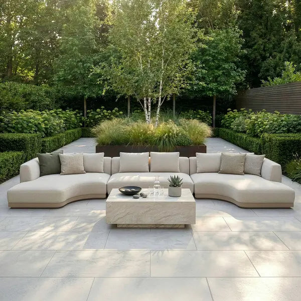 Buy Maze outdoor fabric Lyon small U-shape sofa set pebble UK