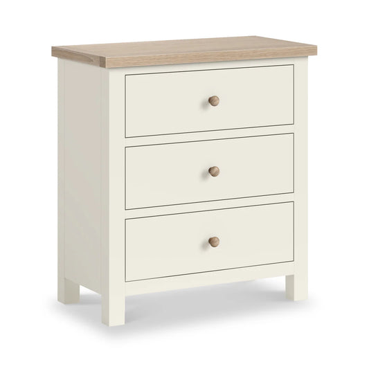 Buy Modern Country 3 Drawer Chest of Drawers Coconut White UK
