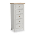 Buy Modern Country 5 Drawer Tallboy Chest Stone Grey UK
