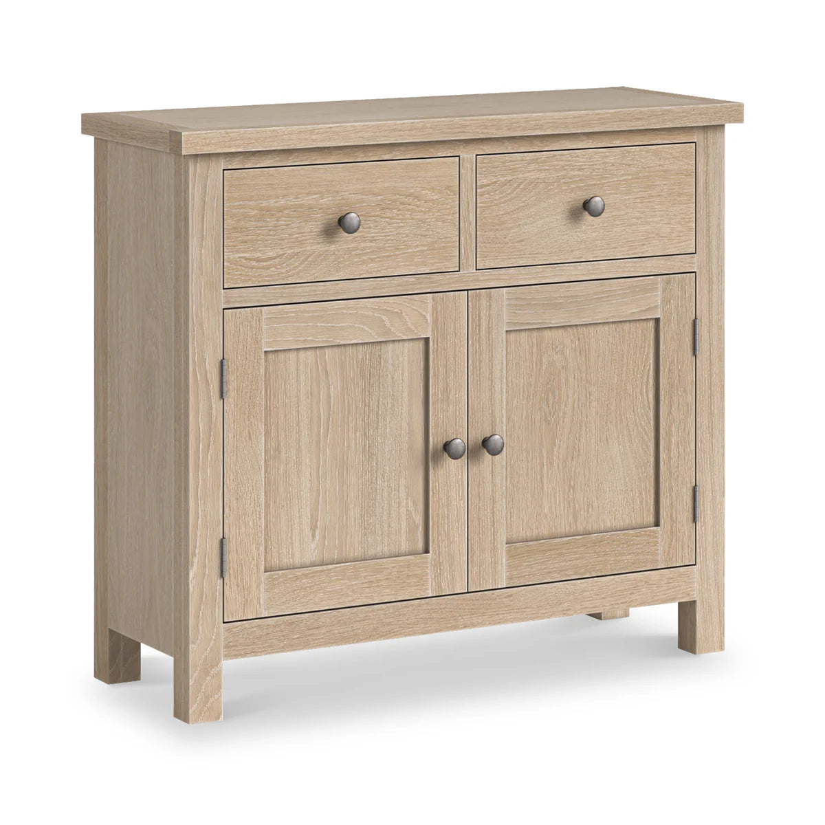 Buy Modern Country Whitewashed Oak 2-Door Small Sideboard Fully Assembled