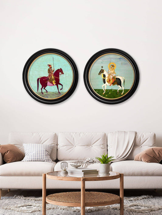 Buy Mughals Horsemen round framed prints UK Blythe Living
