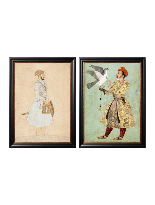 Buy Mughals set of 2 framed antique Indian portraits UK