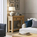 Buy Normandy Oak 2 Drawer Console Table with Customizable Handles Online