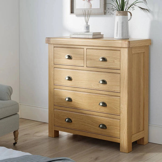Buy Normandy Oak 2 Over 3 Drawer Chest of drawers UK
