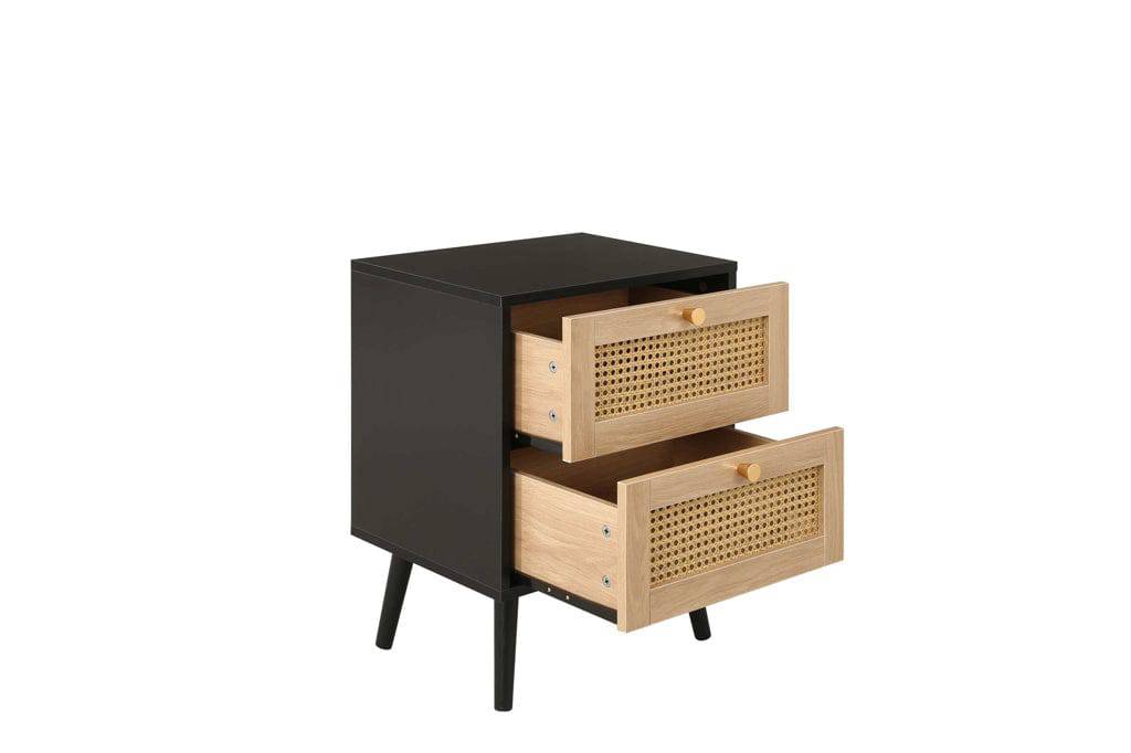 Buy Online Croxley 2 Drawer Rattan Bedside Black