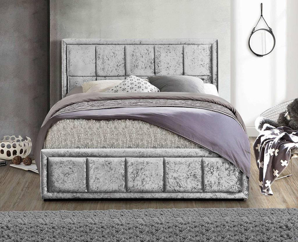Buy Online Hannover Fabric Ottoman Bed Steel Crushed