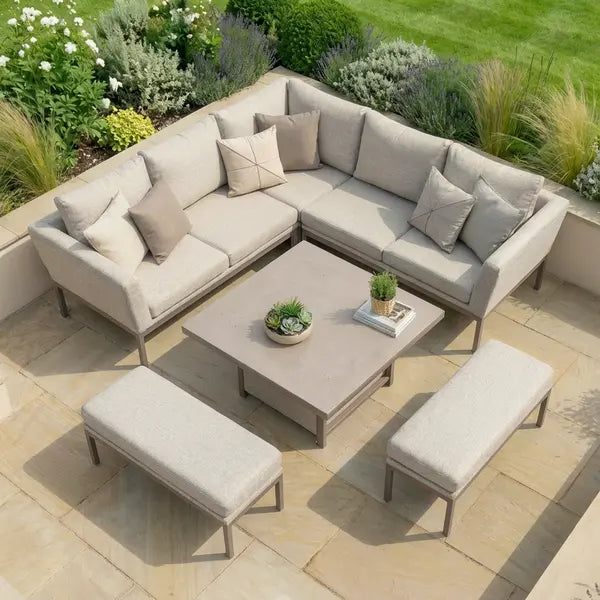 Buy Outdoor Fabric Pulse Square Corner Dining Set with Rising Table featuring modern design