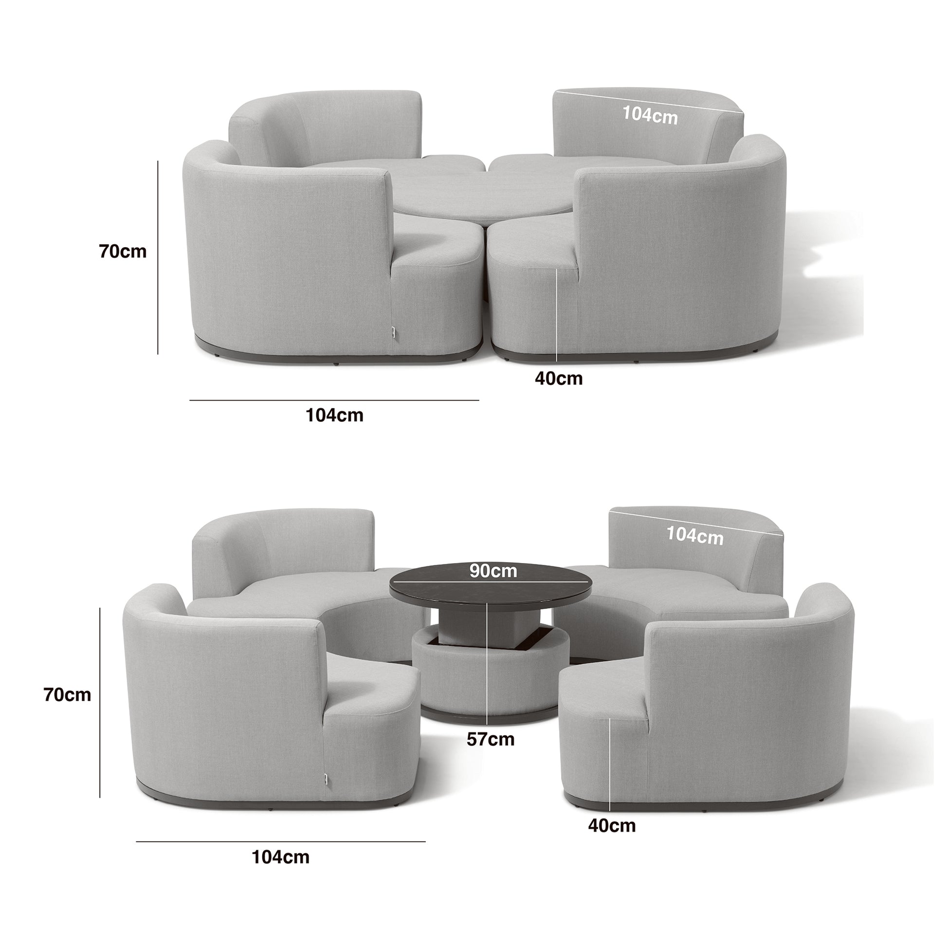 Buy Outdoor Fabric Snug Lifestyle Suite with Rising Table for versatile outdoor dining