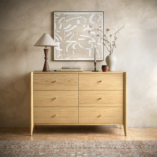 Buy Paris Oak 6 Drawer Chest in natural oak finish UK
