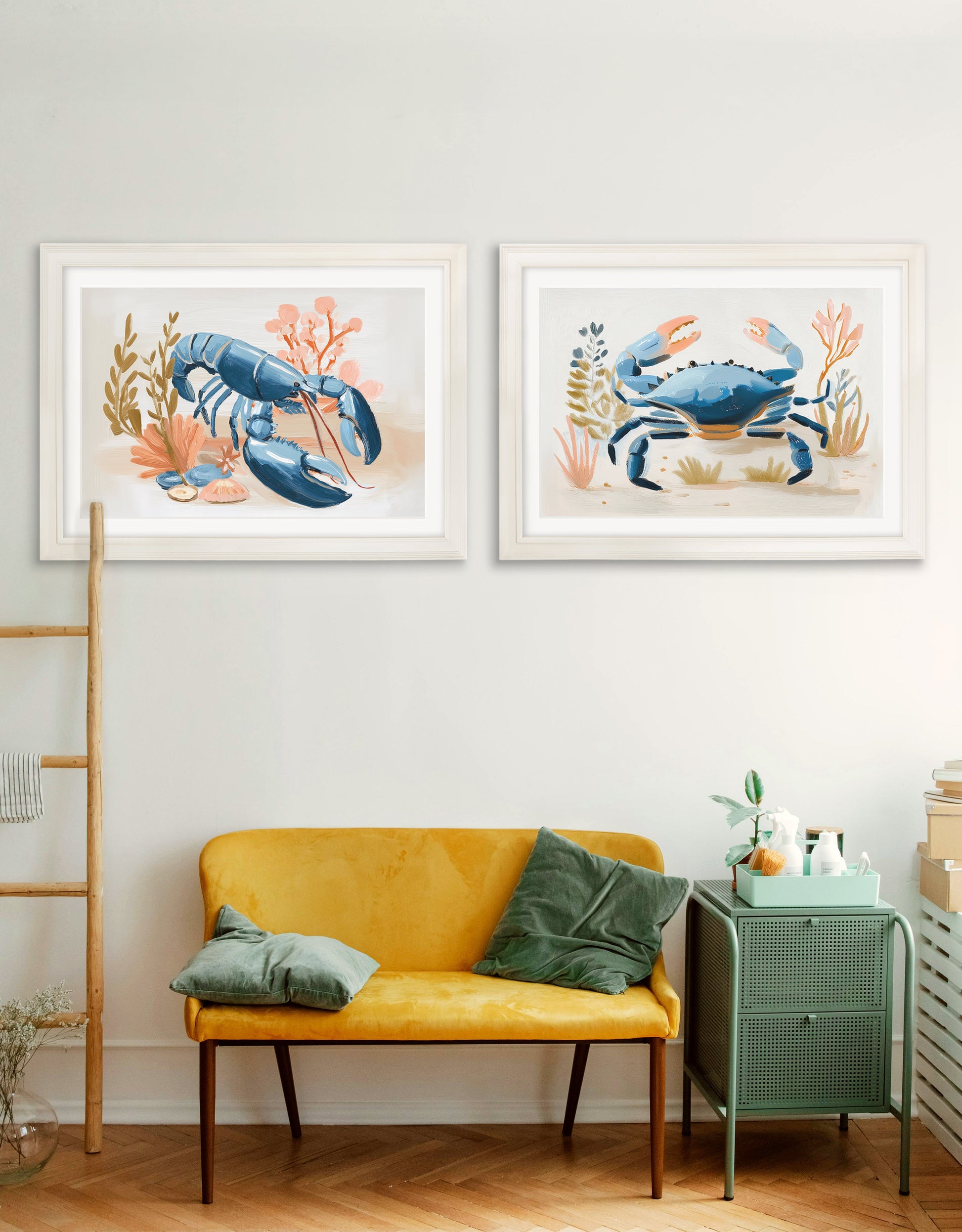 Buy Pastel Shoreline Lobster and Crab Cream Hurstwood Frame UK
