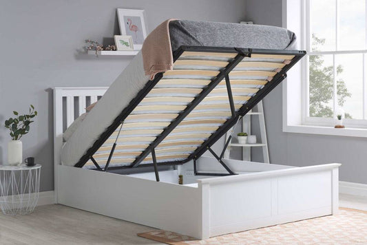 Buy Phoenix Ottoman Bed White Modern Storage Bed - Blythe Living