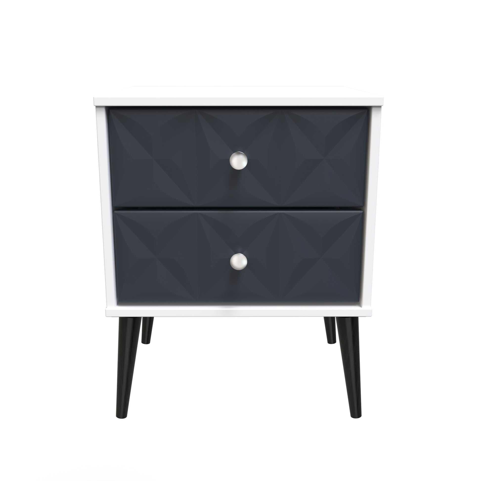 Buy Pixel 2 Drawer Bedside Cabinet in Indigo Blue and White Matt