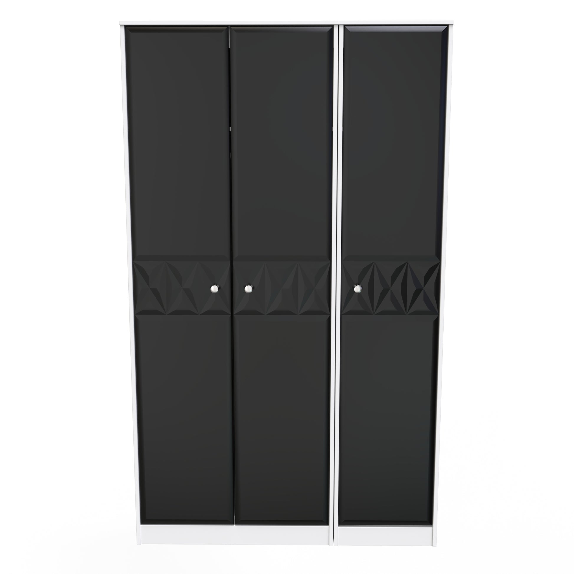 Buy Pixel 3 Door Wardrobe in Deep Black & White Matt Colour