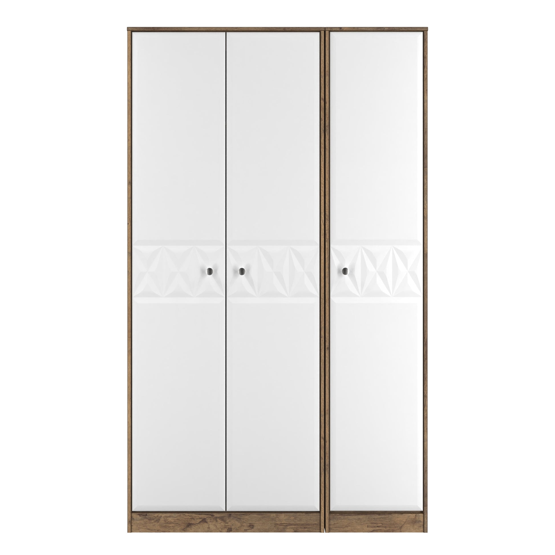 Buy Pixel 3 Door Wardrobe in White Matt and Vintage Oak Colour