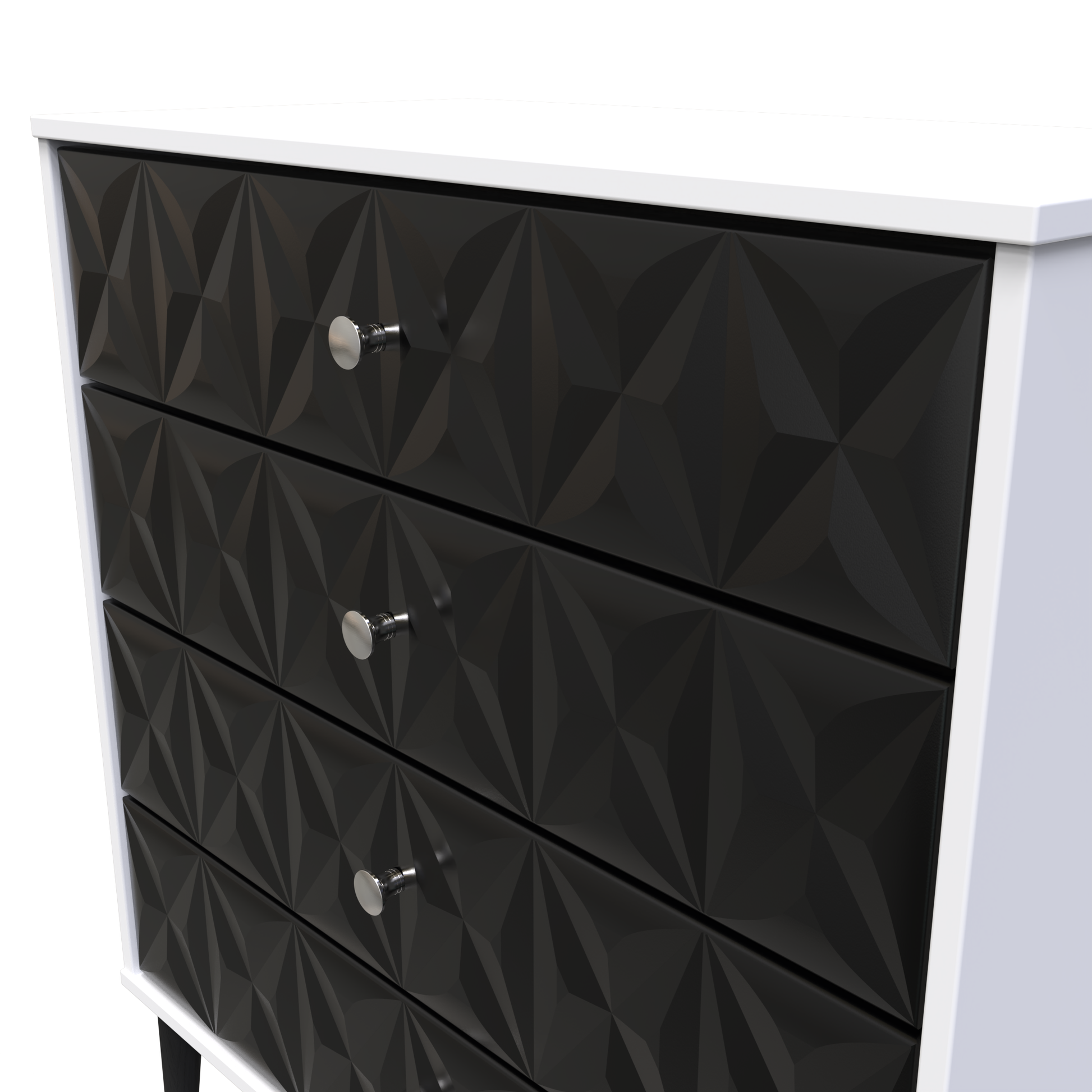 Buy Pixel 4 Drawer Chest in Deep Black & White Matt Colour