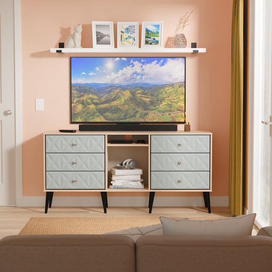 Buy Pixel 6 Drawer TV Console Unit in Duck and Bardolino Oak Online 