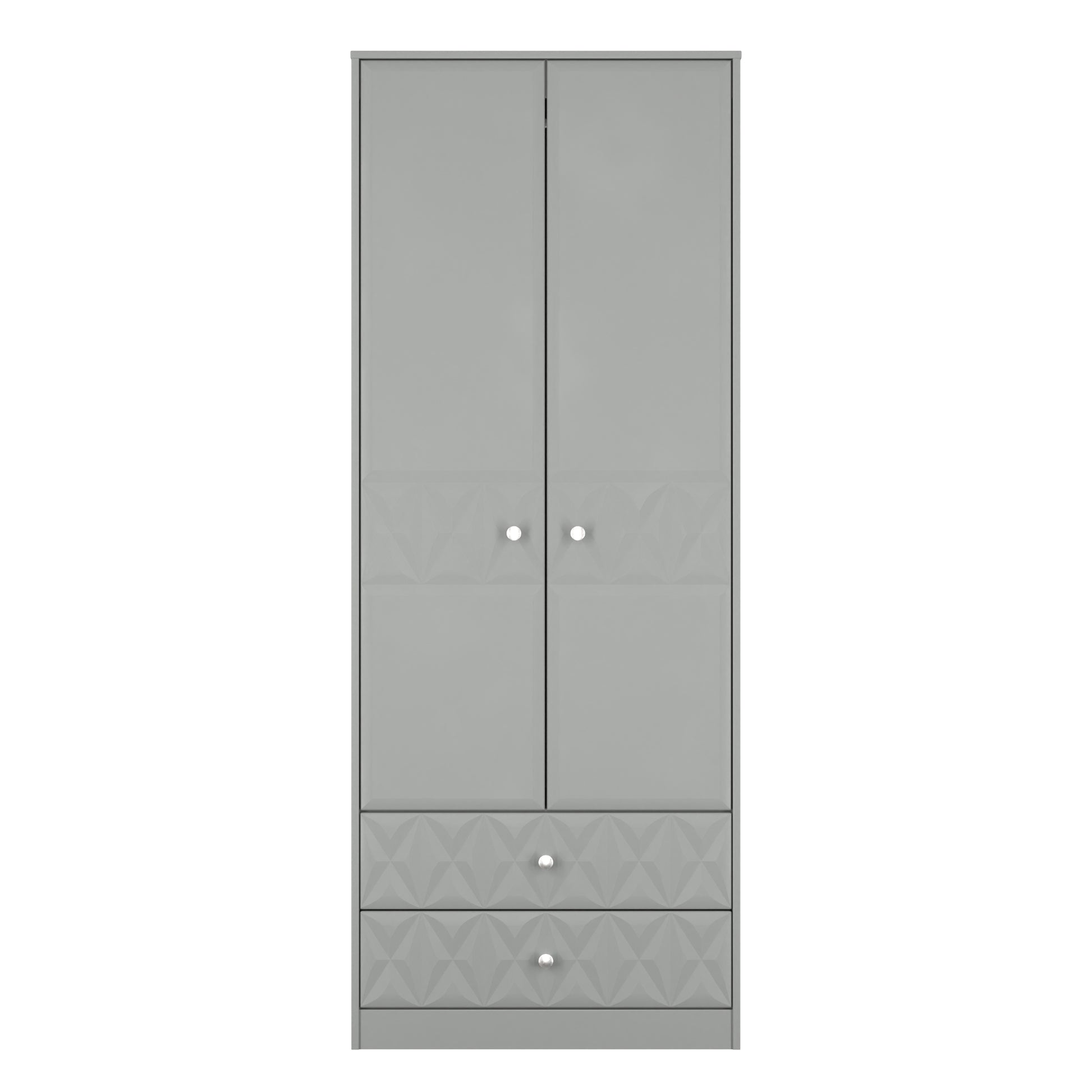 Buy Pixel Tall 2 Drawer Wardrobe in Dusk Grey Colour 