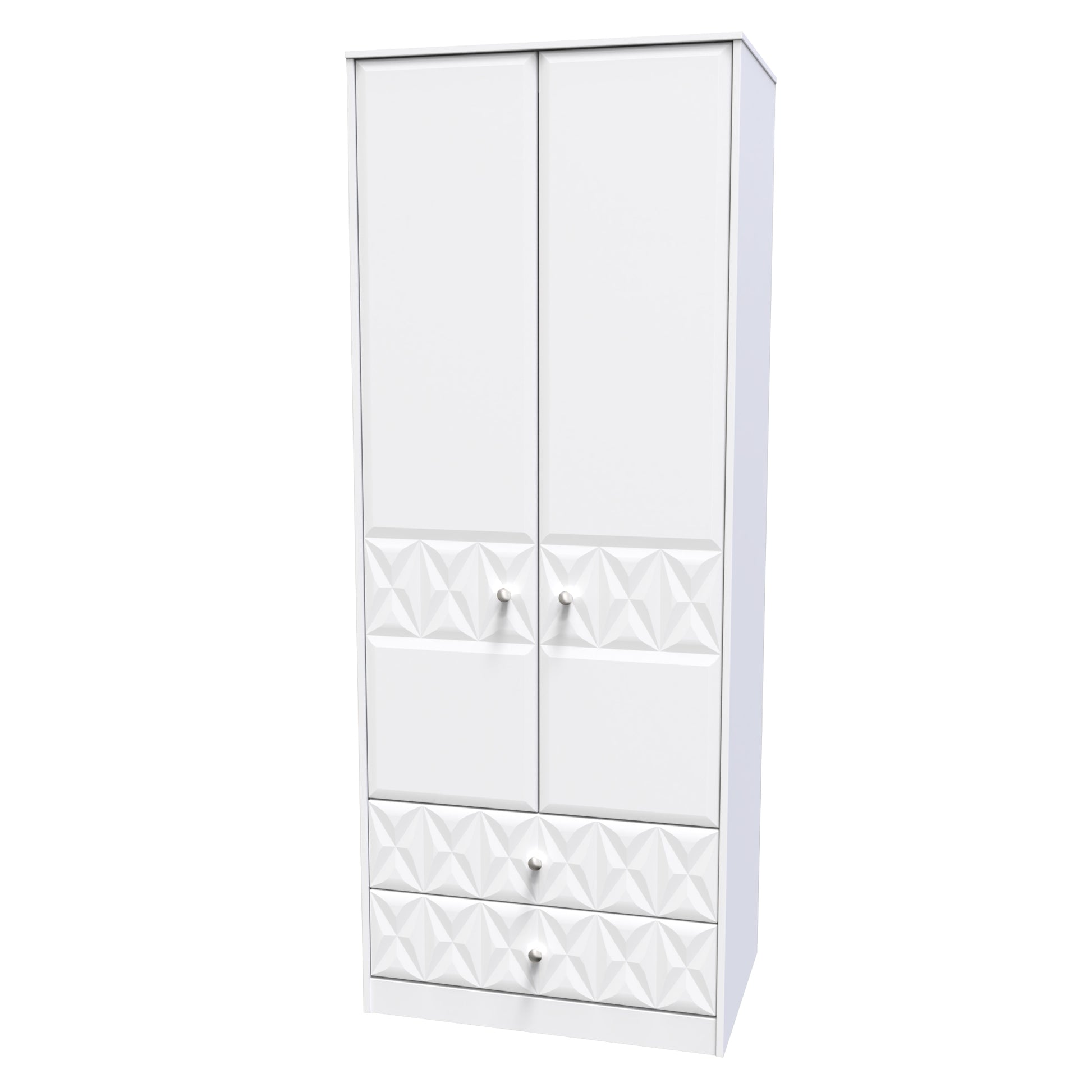 Buy Pixel Tall 2 Drawer Wardrobe in White Matt 
