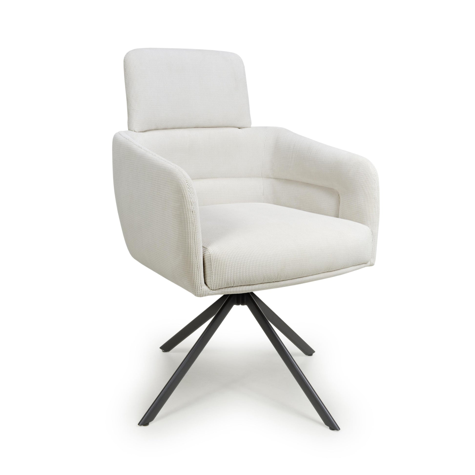 Buy Polaris Corduroy White Swivel Chair for living rooms