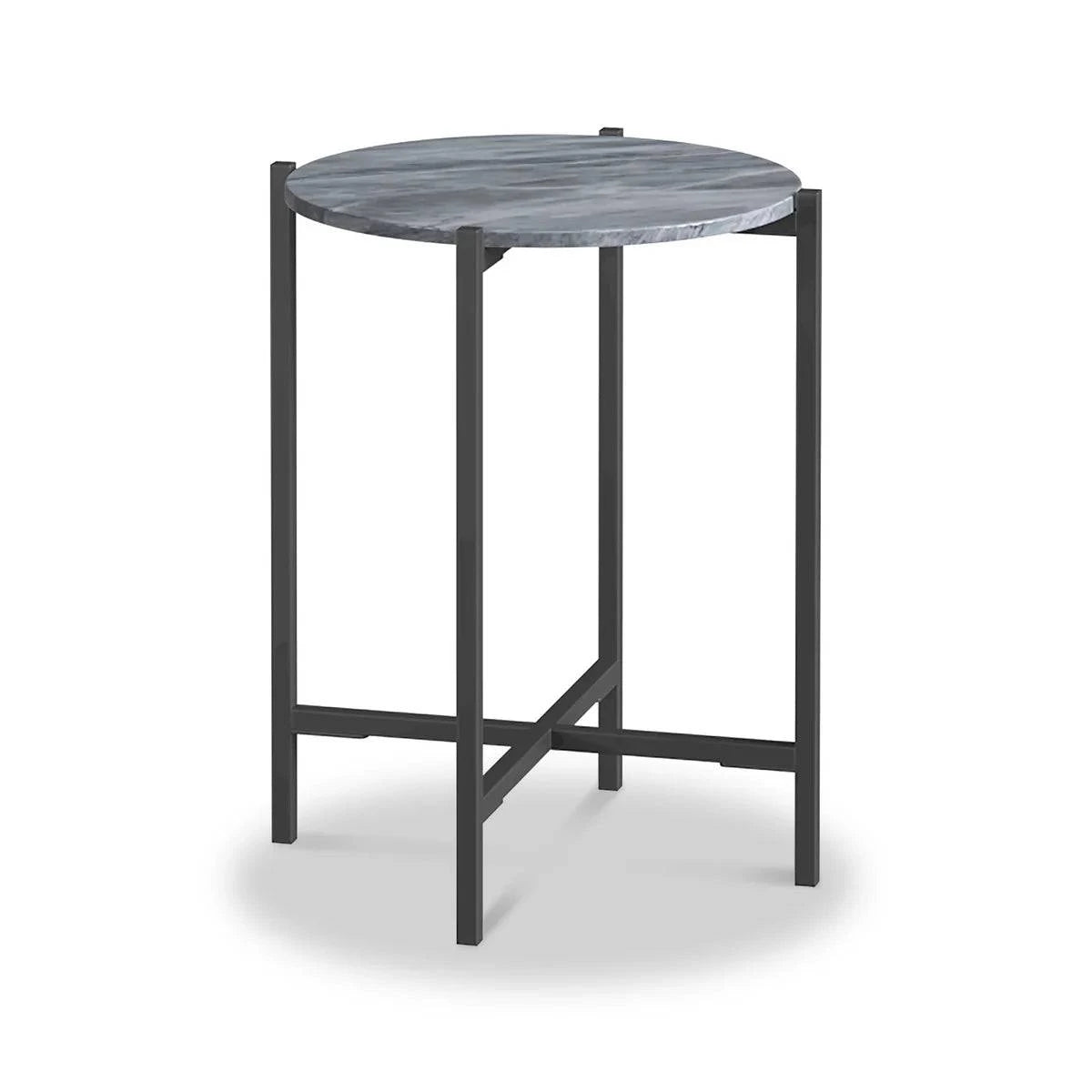 Buy Premium Marmora Grey Marble Round Side Table with Grey Frame