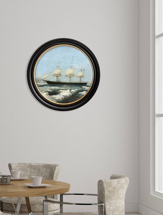 Buy Red Jacket Clipper round frame maritime wall art UK