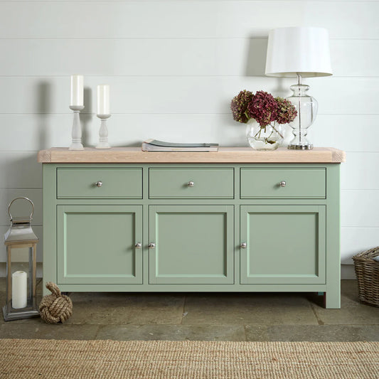 Buy Salcombe 166cm Sage Green Sideboard with Interchangeable Gold and Chrome Knobs