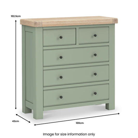Buy Salcombe 2 Over 3 Chest of Drawers Sage green bedroom furniture UK
