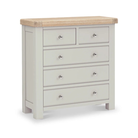 Buy Salcombe 2 Over 3 Chest of Drawers Stone Grey oak top UK
