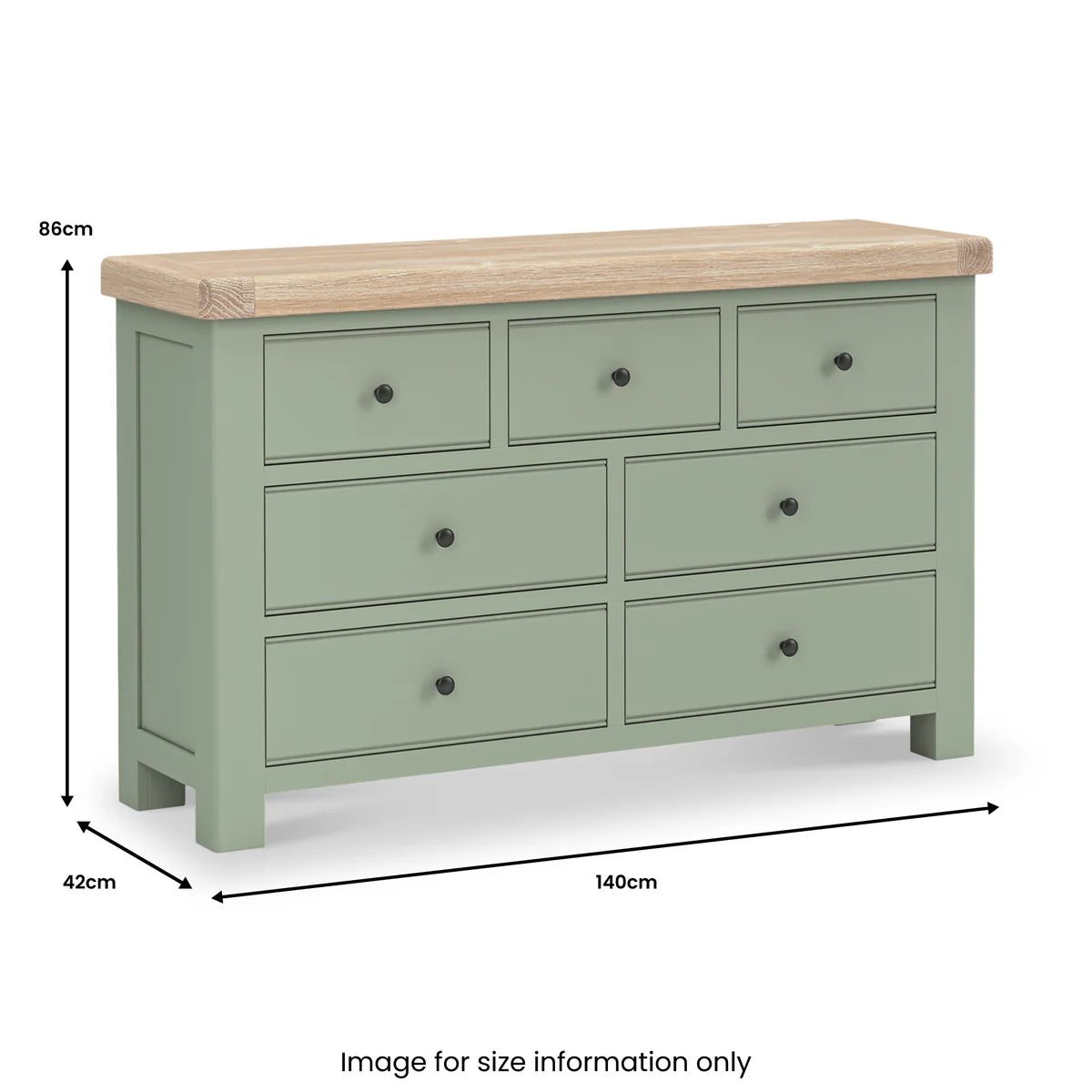 Buy Salcombe 3 Over 4 Chest of Drawers Sage oak top UK
