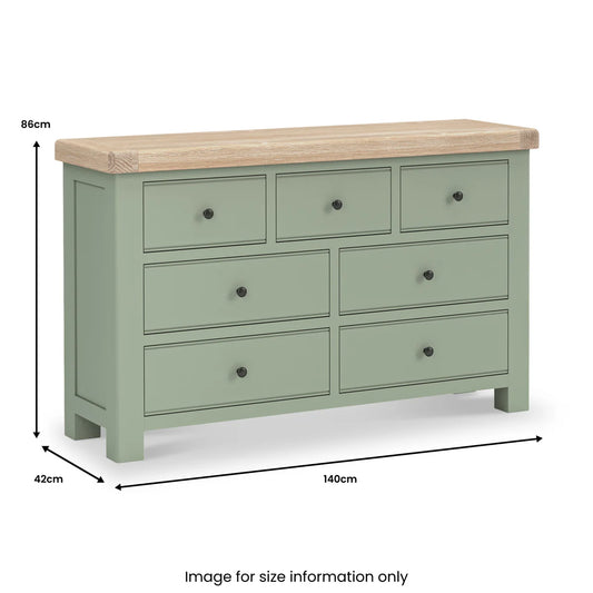 Buy Salcombe 3 Over 4 Chest of Drawers Sage oak top UK
