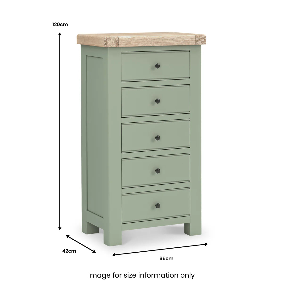 Buy Salcombe 5 Drawer Tallboy Chest Sage green bedroom storage UK
