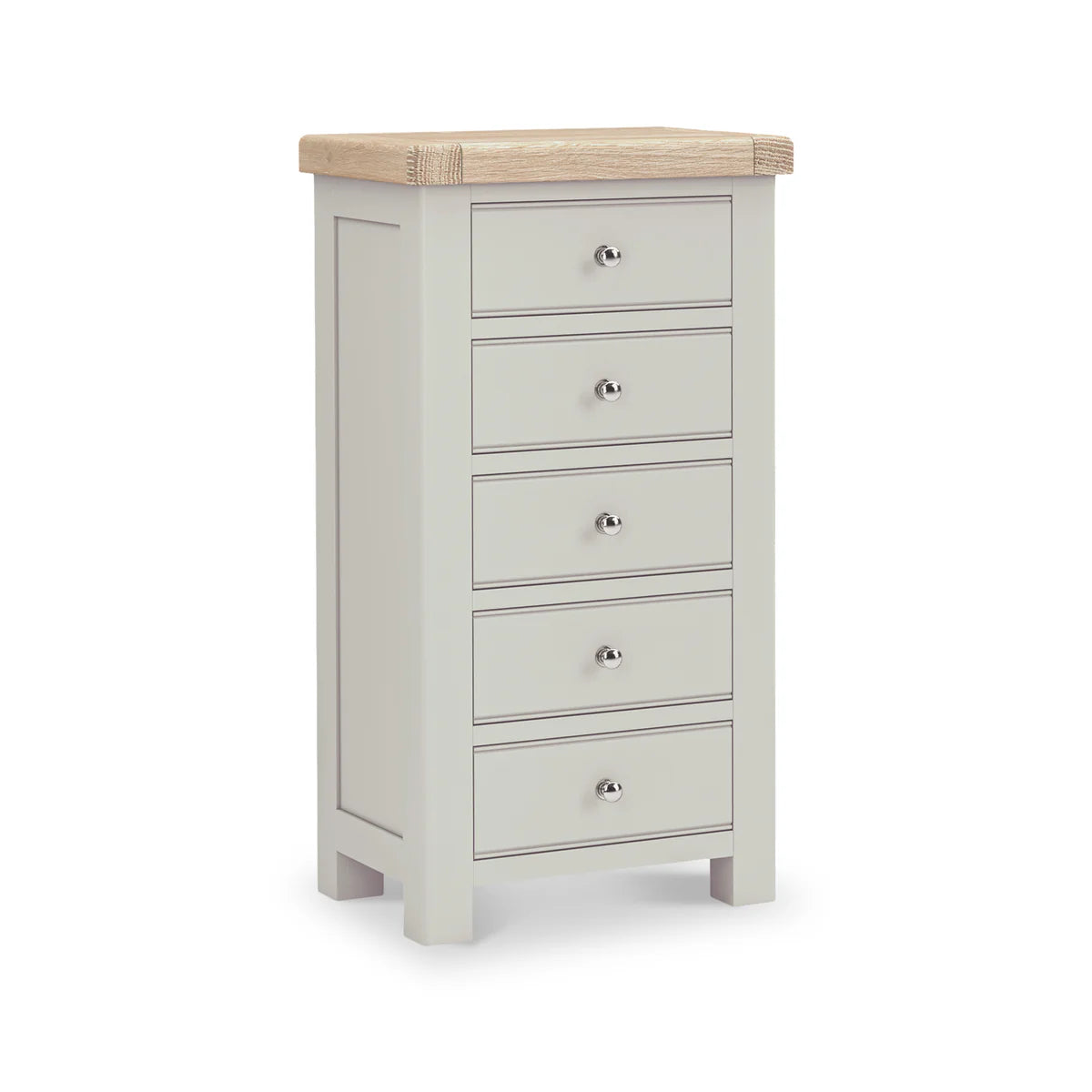 Buy Salcombe 5 Drawer Tallboy Chest Stone Grey oak top UK
