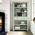 Buy Salcombe Large Sage Green Bookcase with Oak Top Online