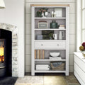 Buy Salcombe Large Stone Grey Bookcase with Oak Top Online