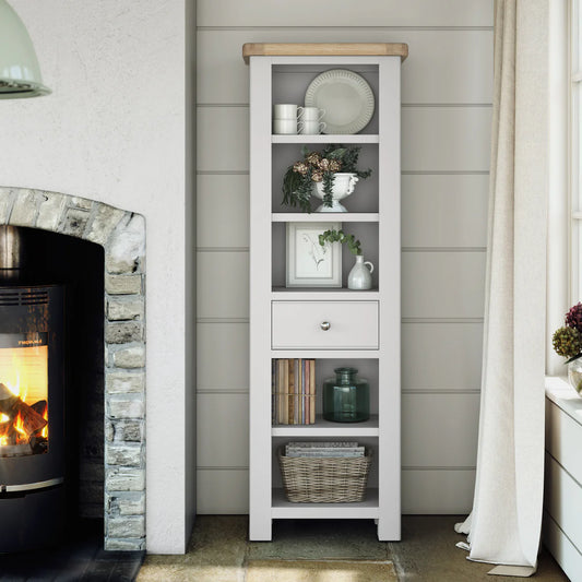 Buy Salcombe Slim Stone Grey Bookcase Online