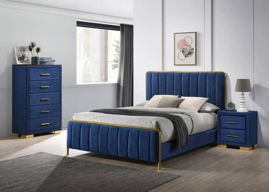 Buy Sapphire Blue Bed Frame Bold Upholstered Bed - Blythe Living