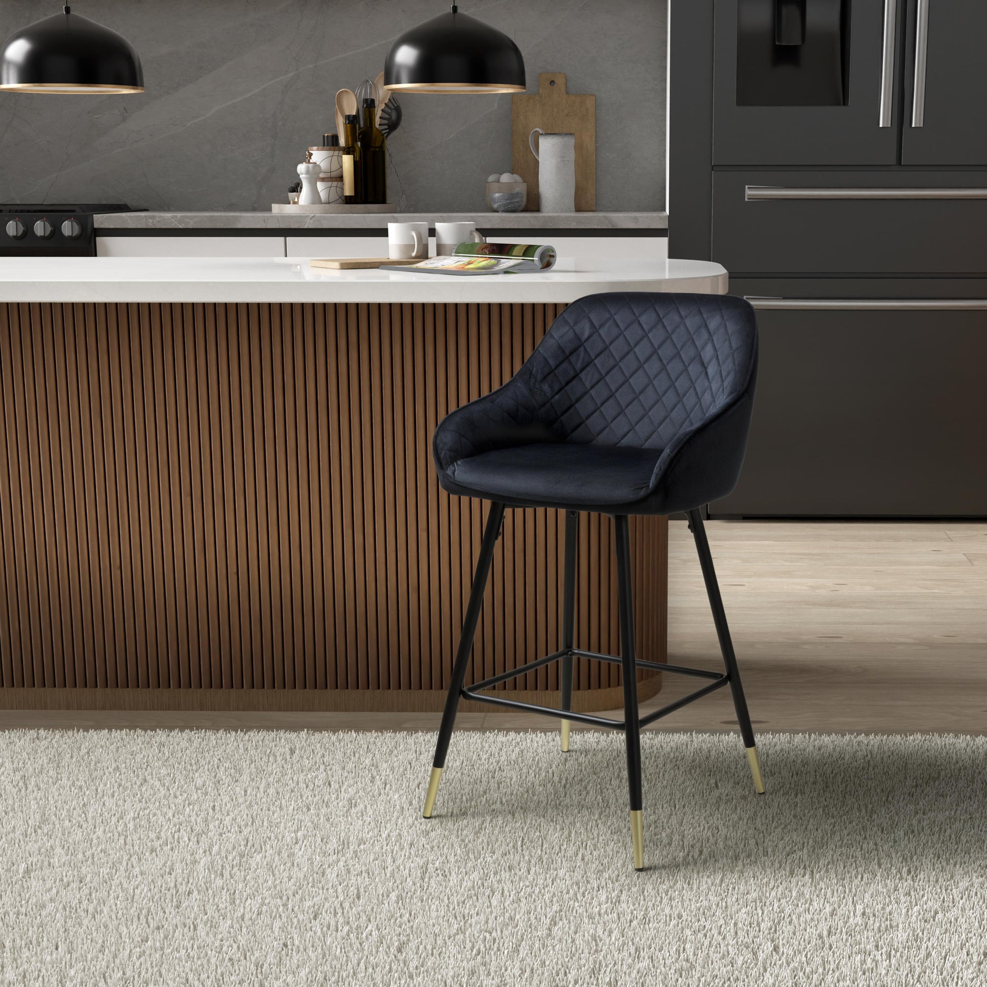 Buy Savanna Brushed Velvet Black Bar Stool for breakfast bars