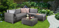 Buy Savannah Grey Wicker Corner Sofa Set and Glass Coffee Table