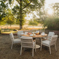 Buy Sicily round pedestal dining set with teak table
