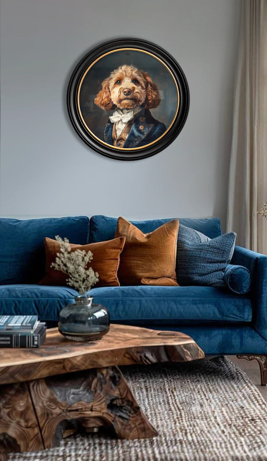 Buy Sir Barkington Oxford round framed print UK