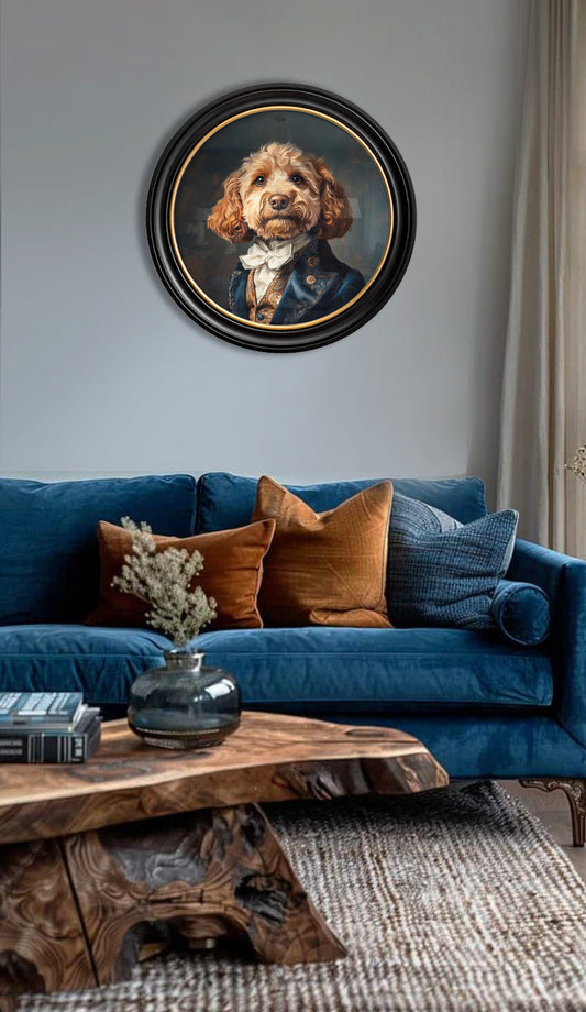 Buy Sir Barkington Oxford round framed print UK